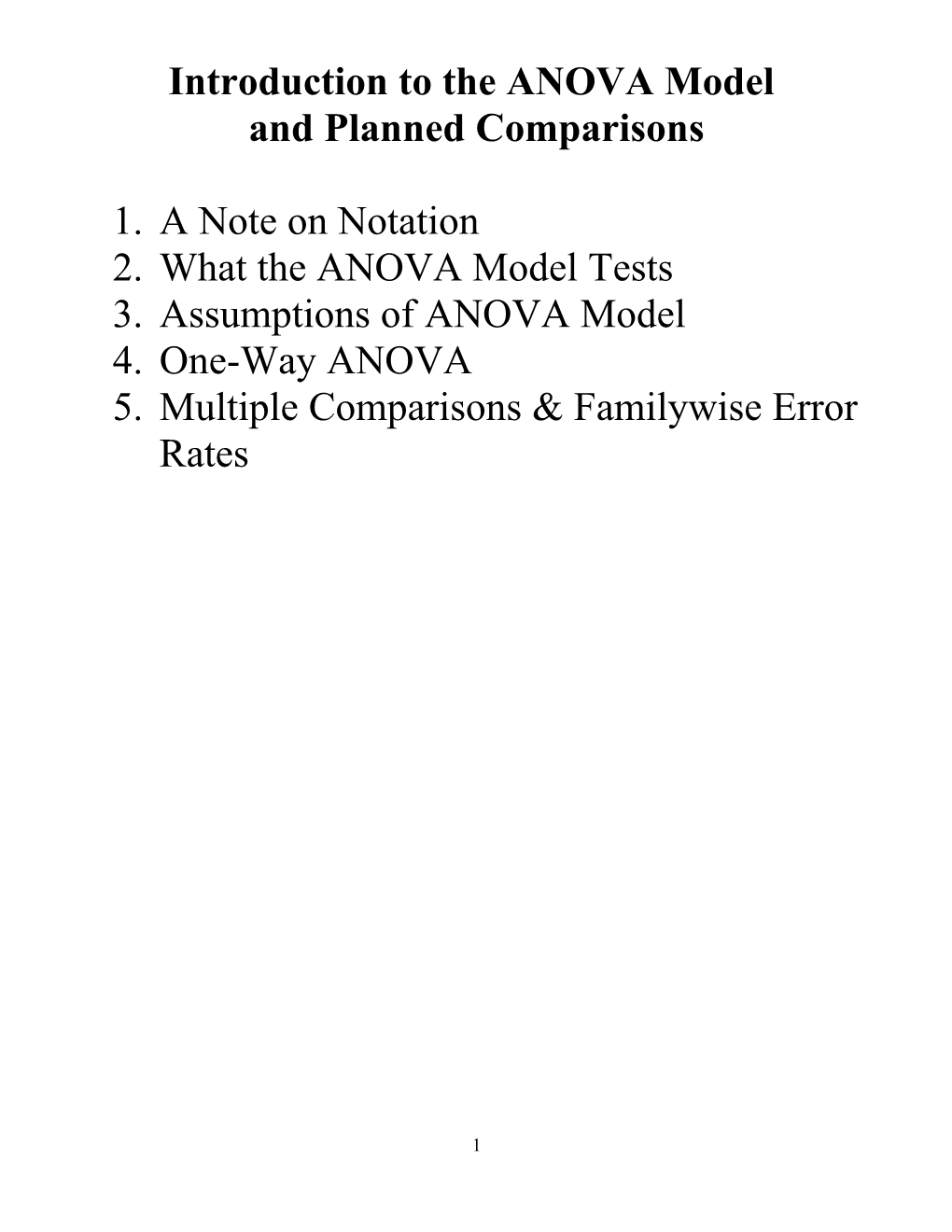 Introduction to the ANOVA Model