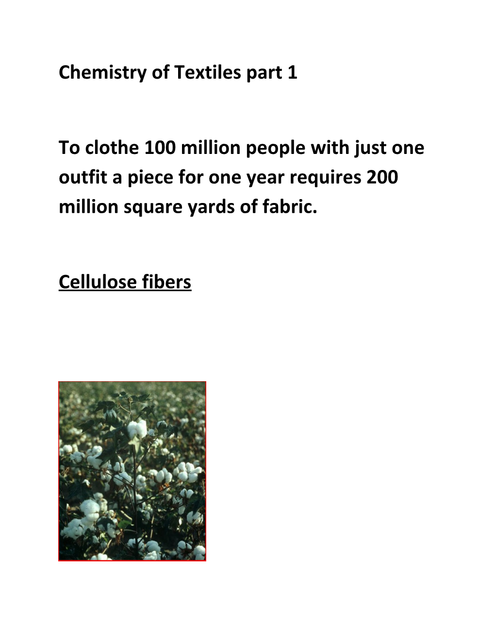 Chemistry of Textiles Part 1