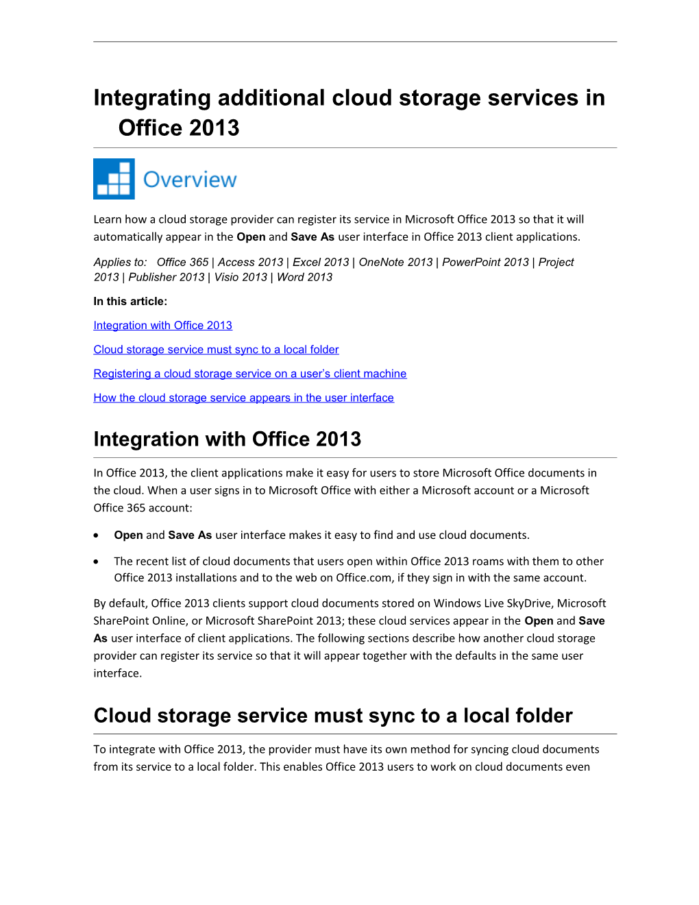 Integrating Additional Cloud Storage Services in Office 2013