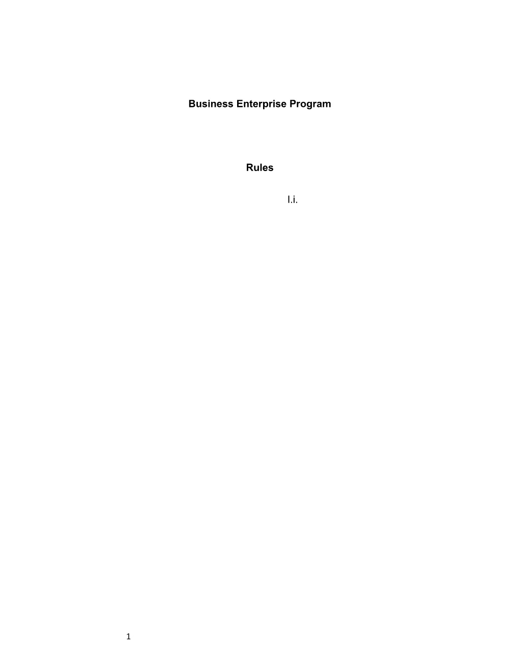 Business Enterprise Program Rules