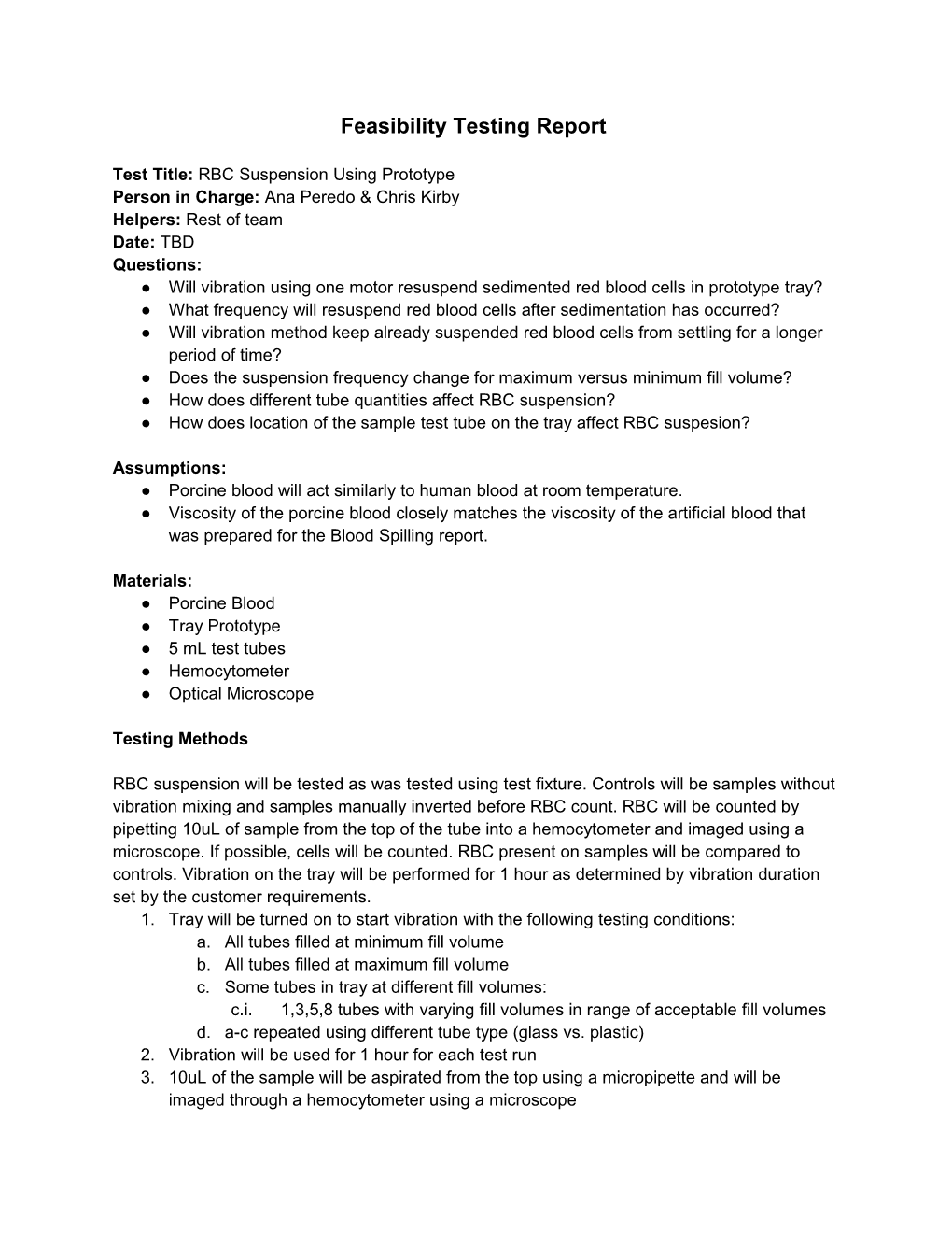 Feasibility Testing Report