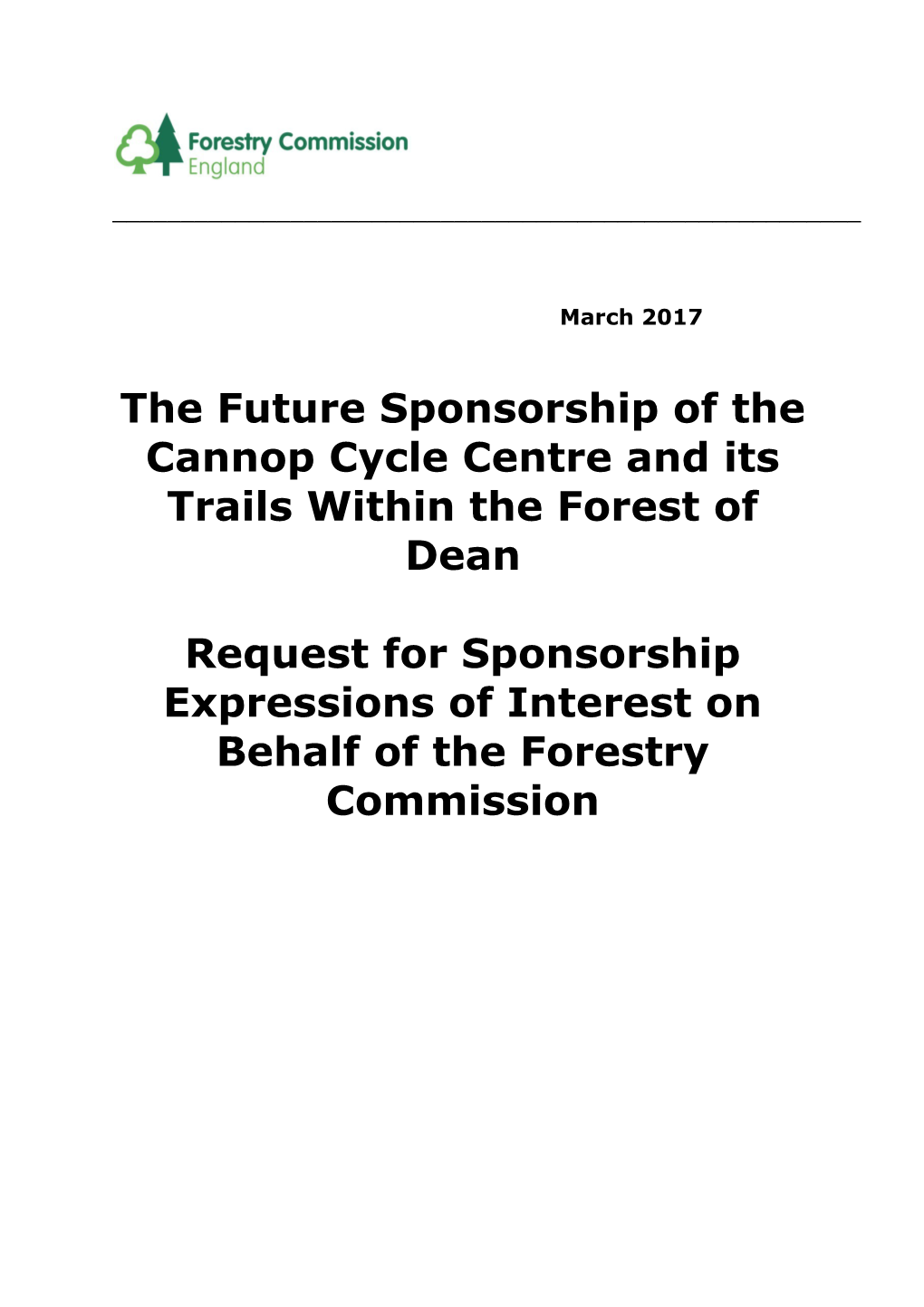 Request for Sponsorship Expressions of Interest on Behalf of the Forestry Commission