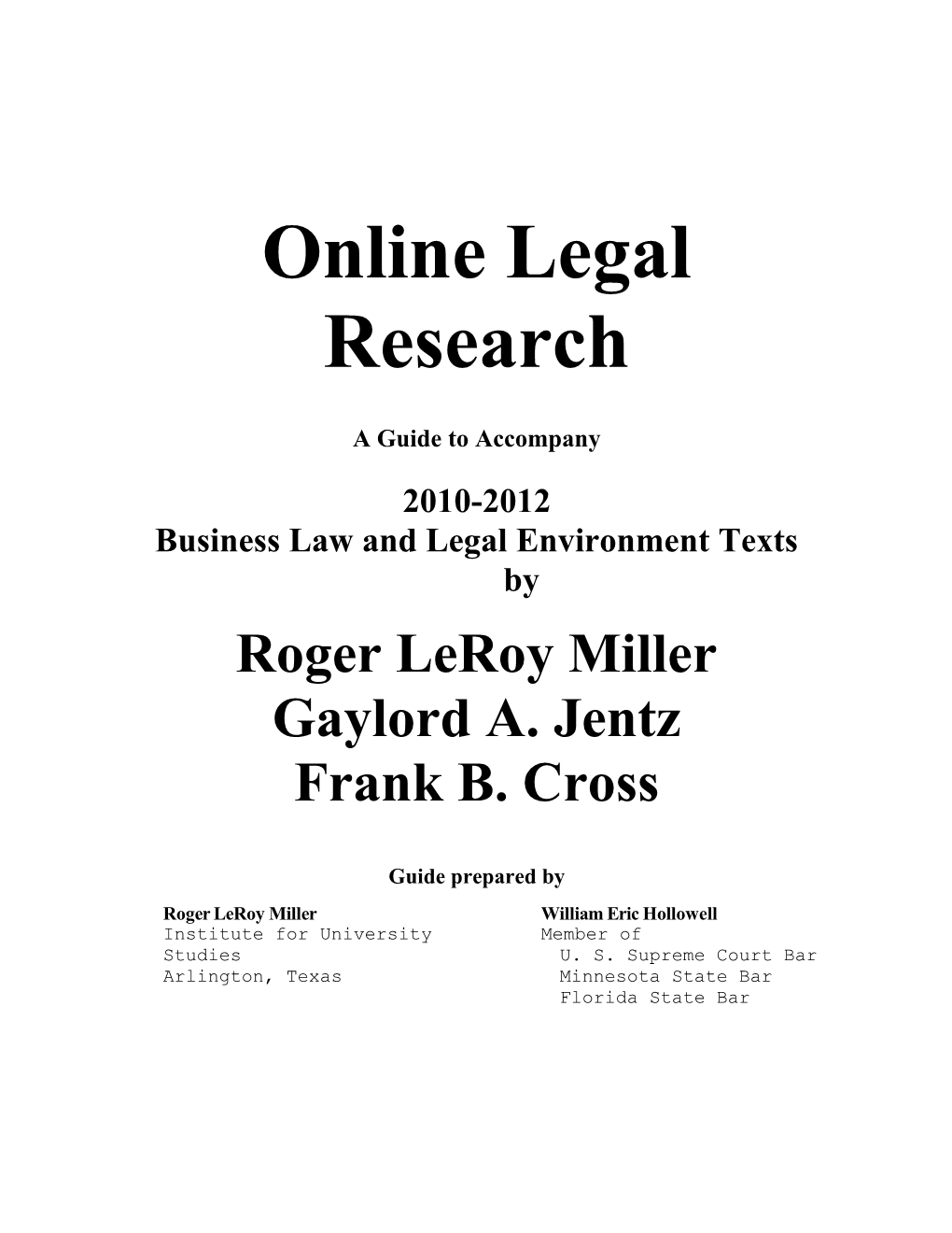 Business Law and Legal Environment Texts By