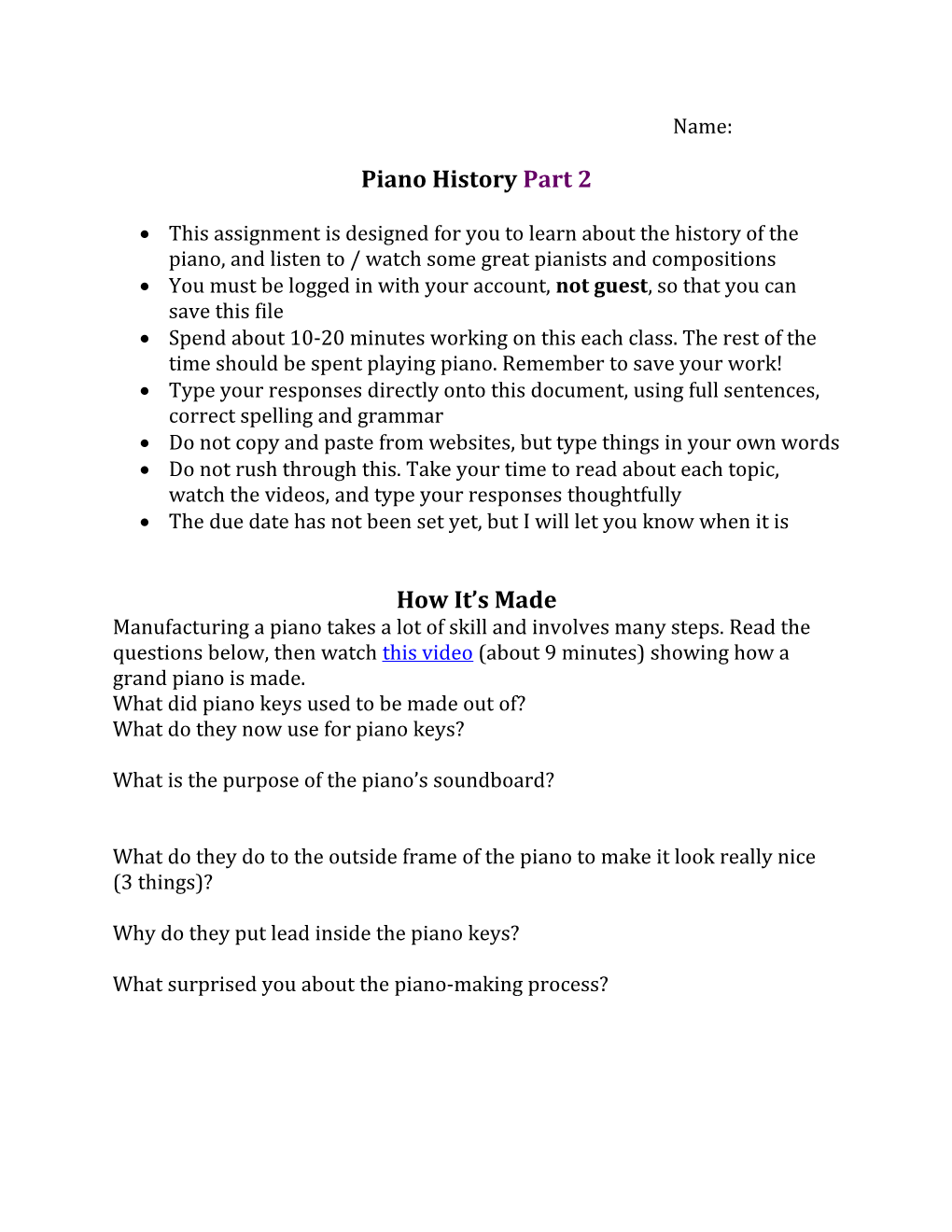 Piano History Part 2