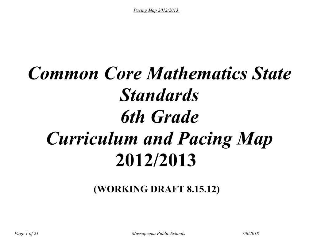 Common Core Mathematics State Standards