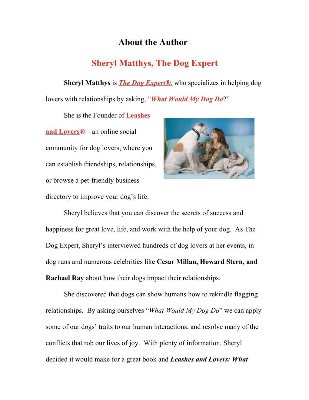 Sheryl Matthys, the Dog Expert