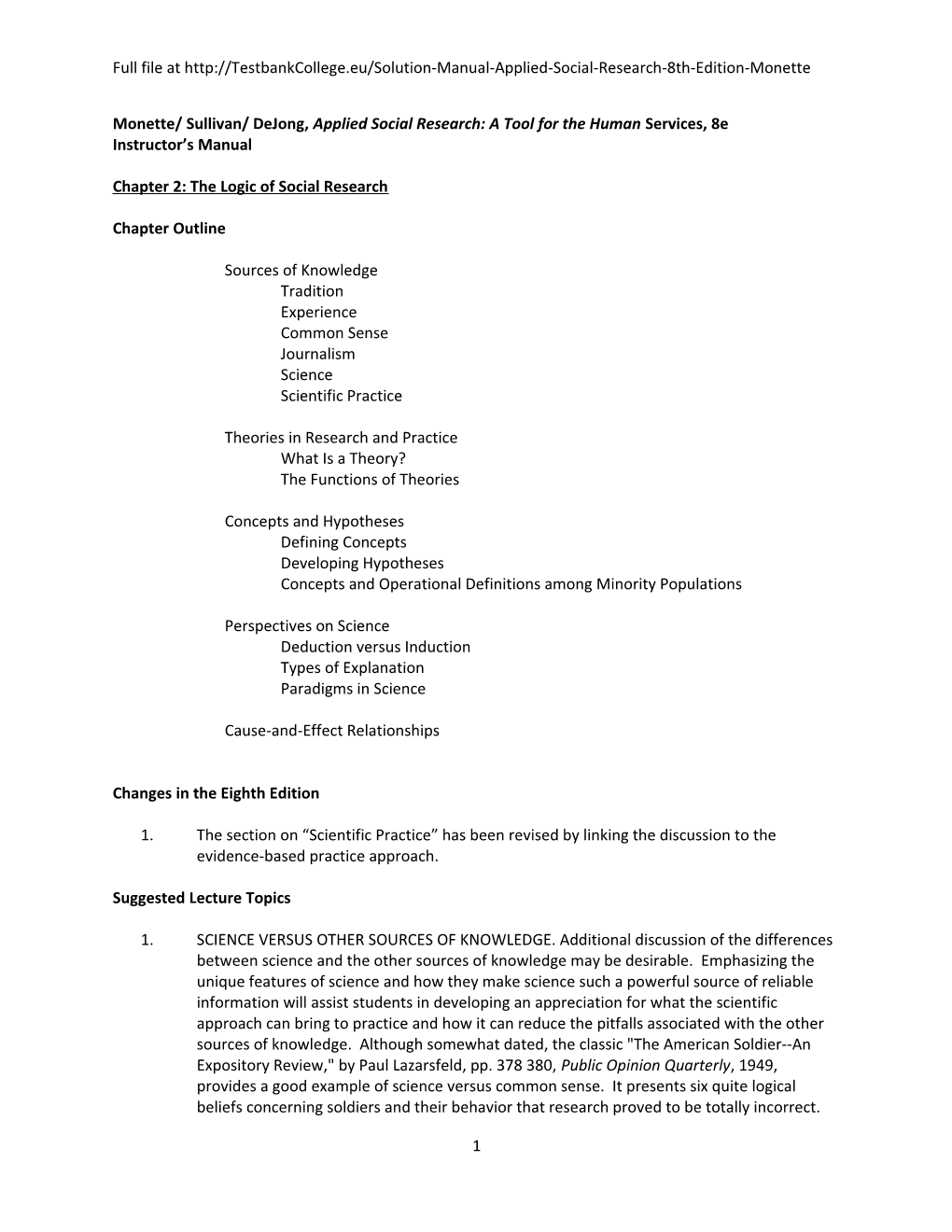 Monette/ Sullivan/ Dejong, Applied Social Research: a Tool for the Human Services, 8E