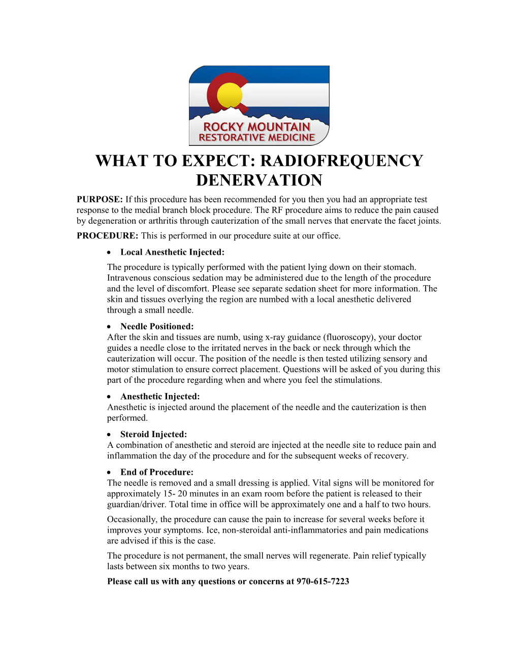 What to Expect: Radiofrequency Denervation