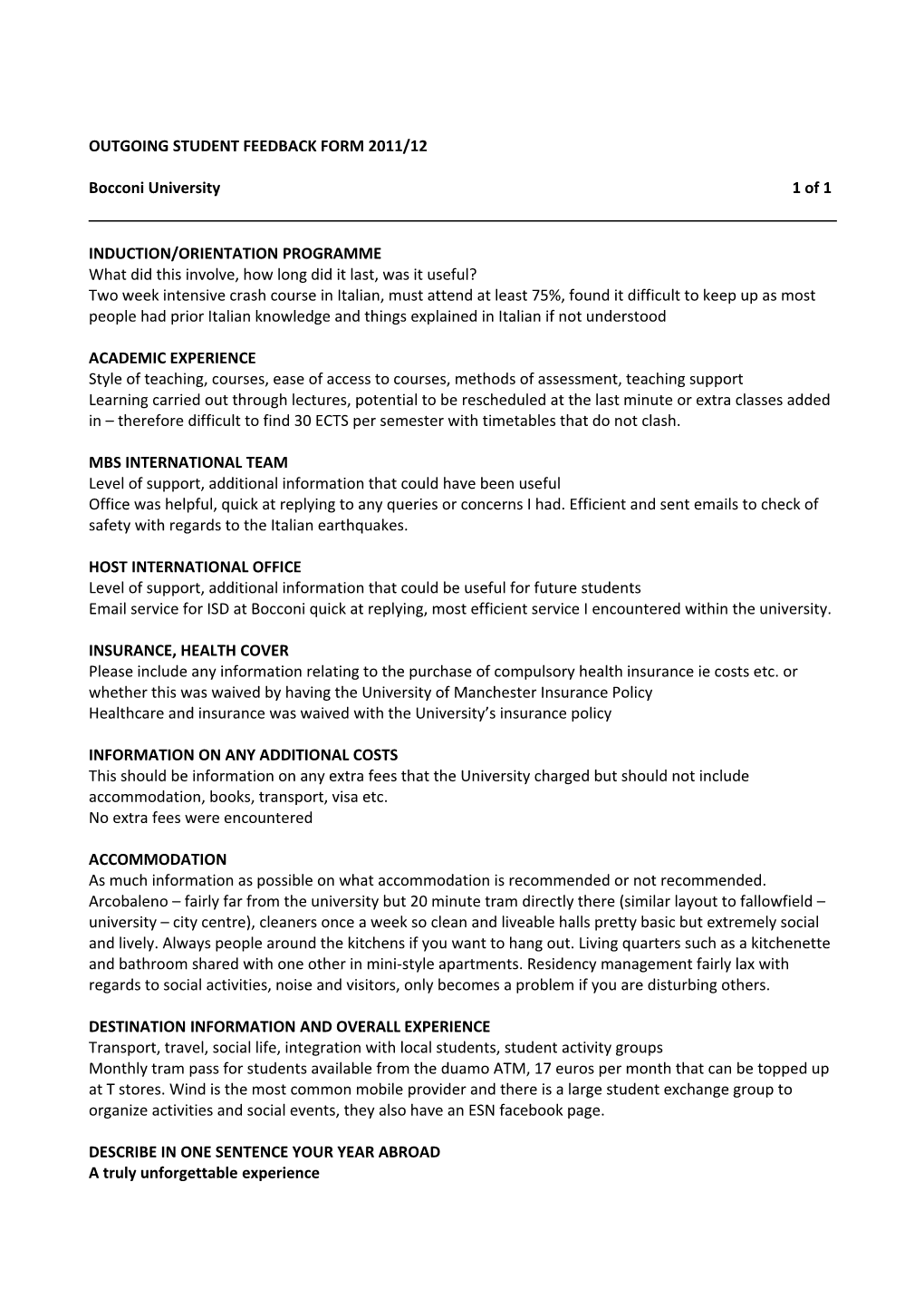 Student Feedback Information 2004/2006 s2