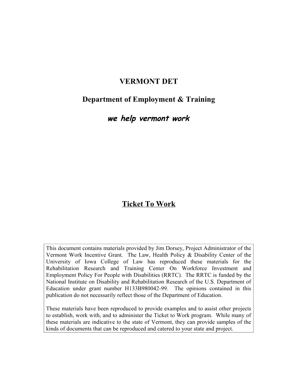 Department of Employment & Training