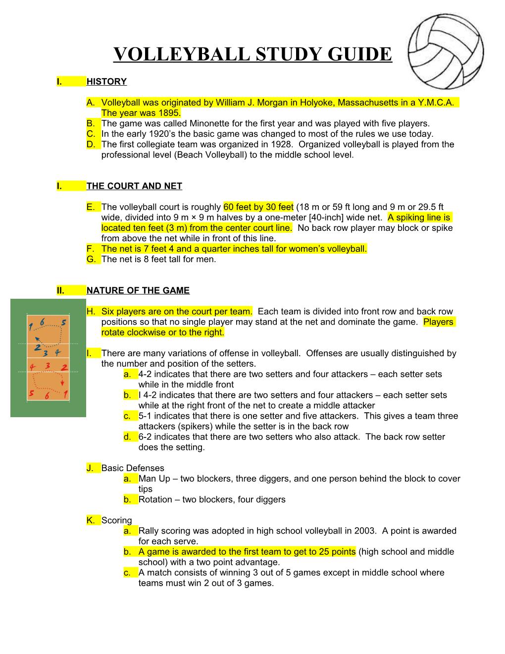 Volleyball Study Guide s1