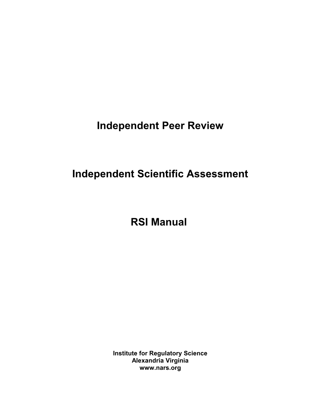 Independent Peer Review