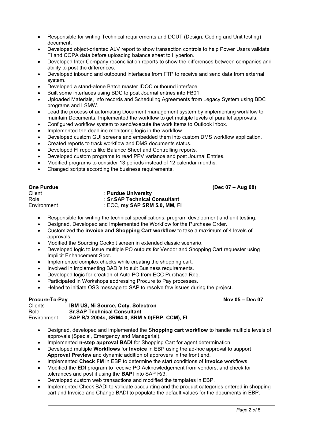 Sample Employee Resume