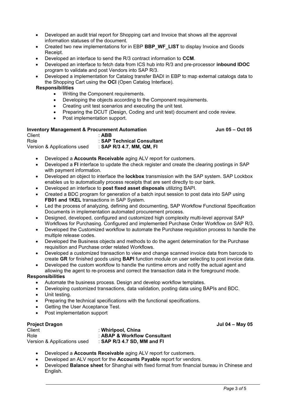 Sample Employee Resume
