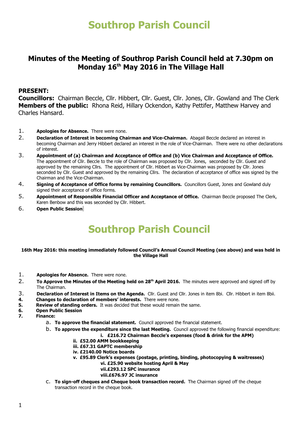 Southrop Parish Council