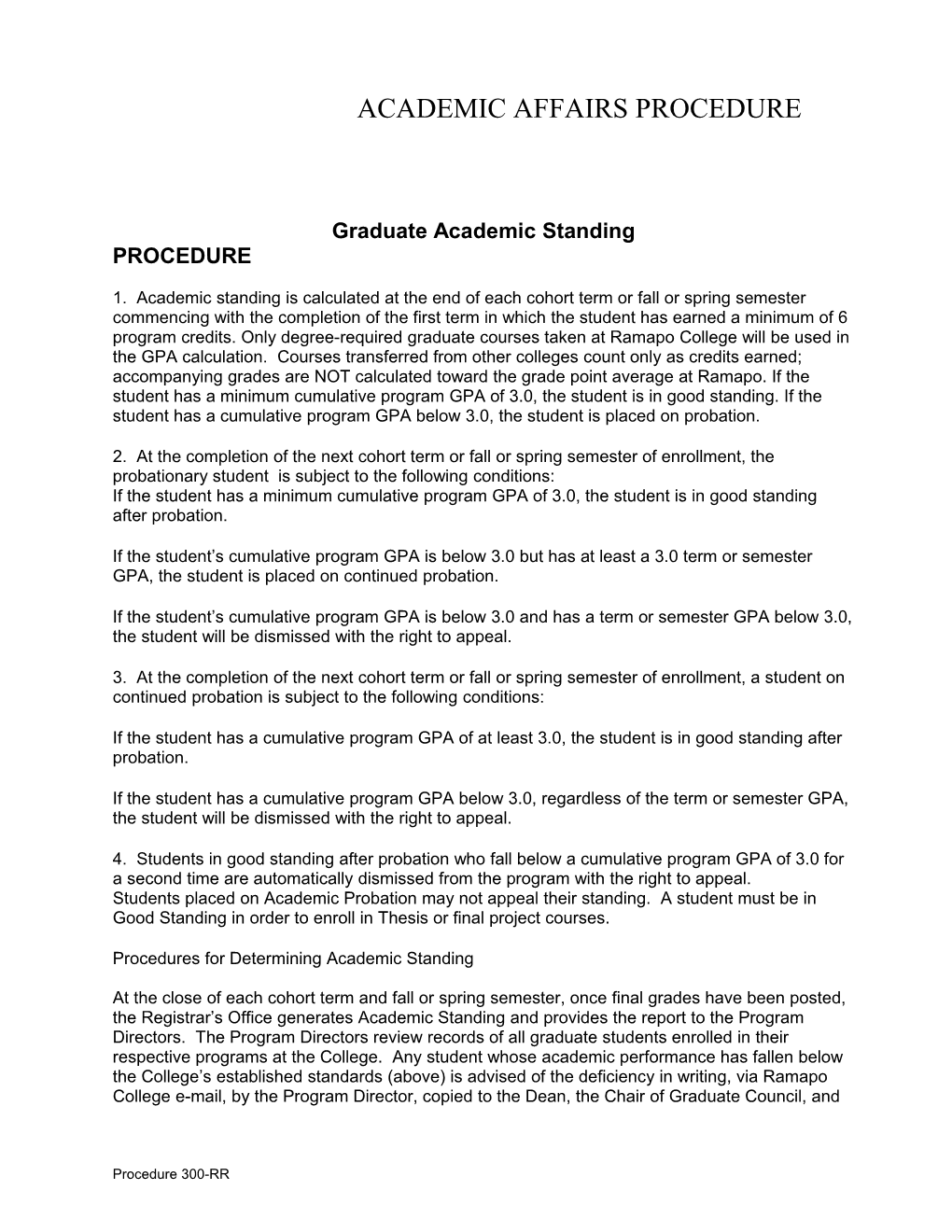 Graduate Academic Standing