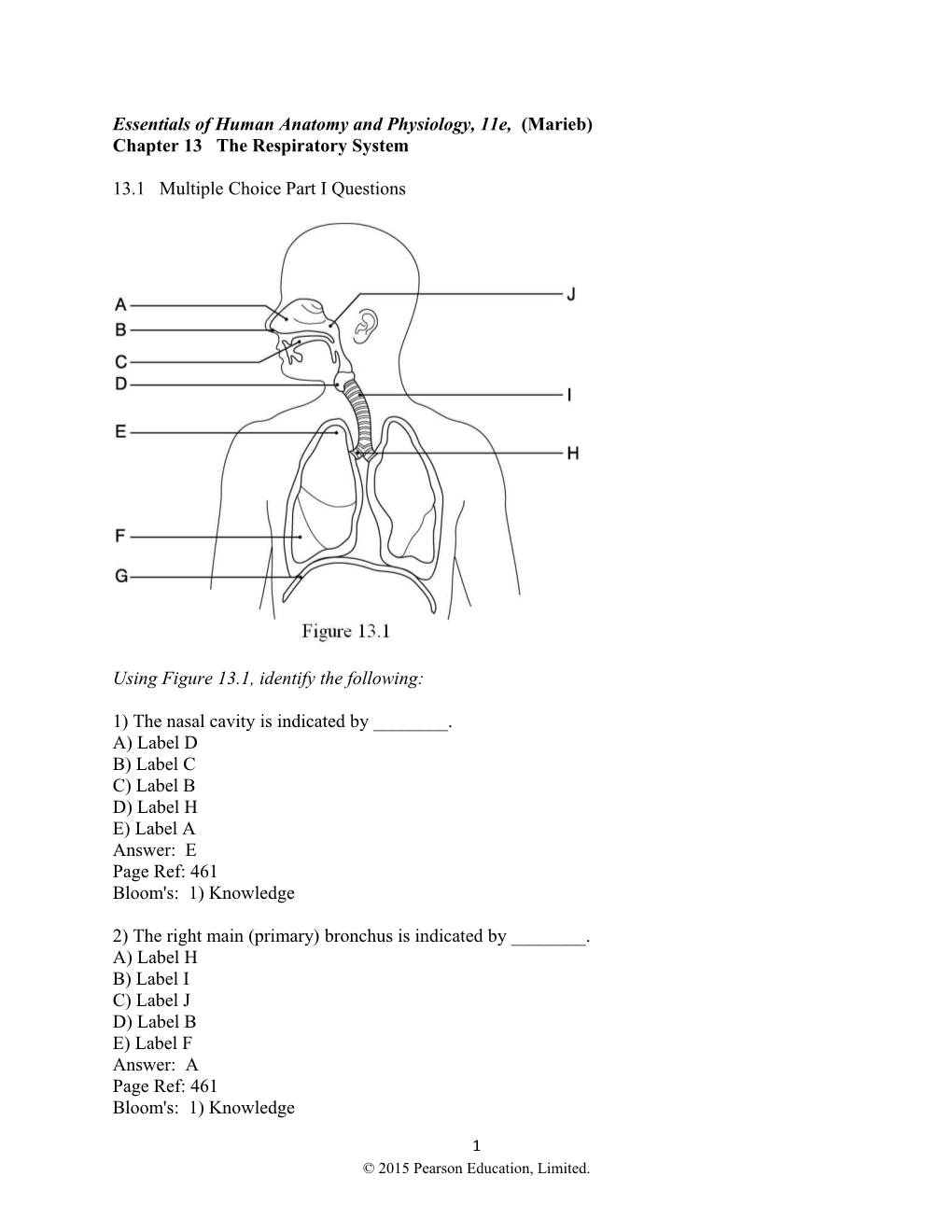 Essentials of Human Anatomy and Physiology, 11E, (Marieb)