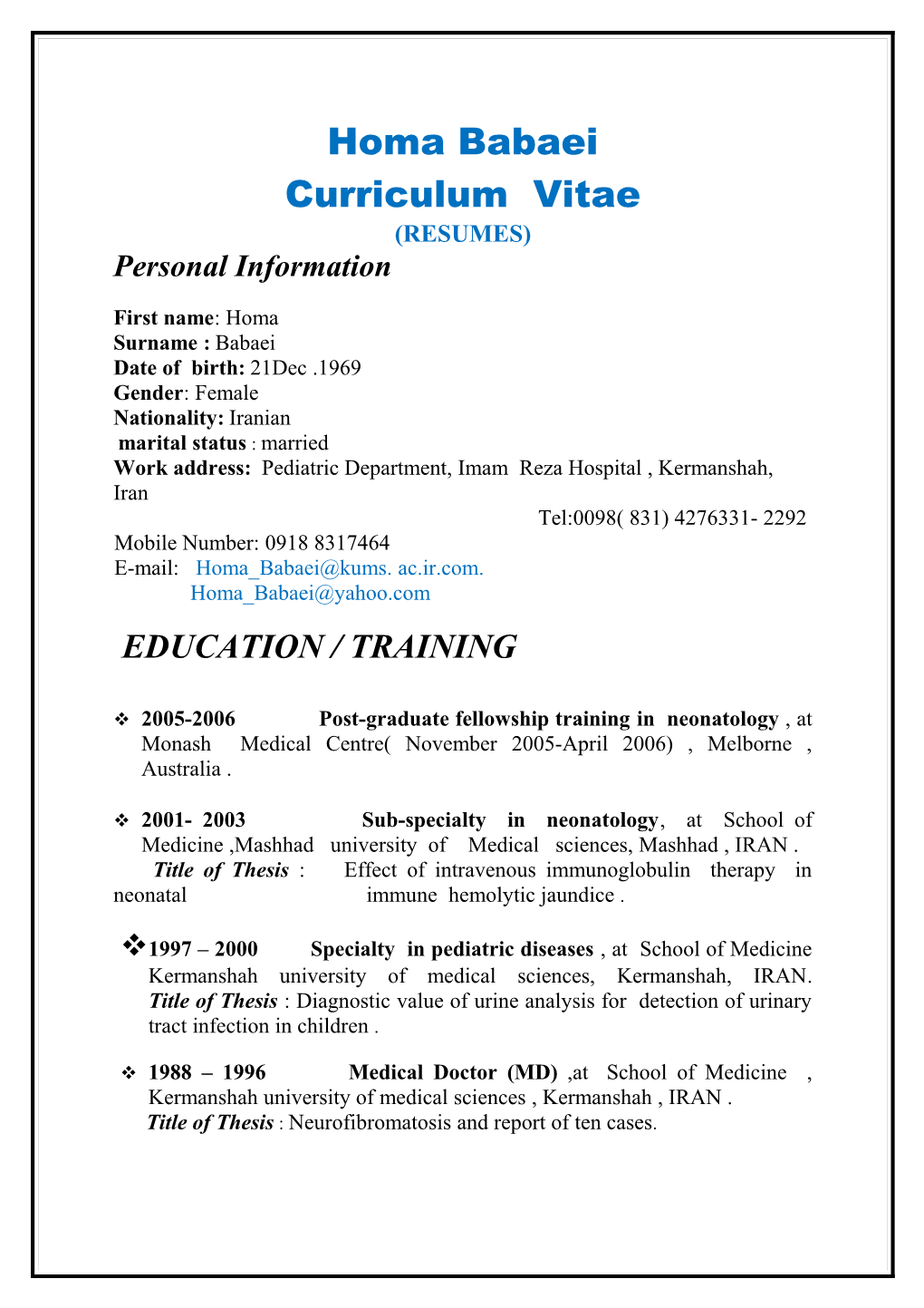 Curriculum Vitae s501