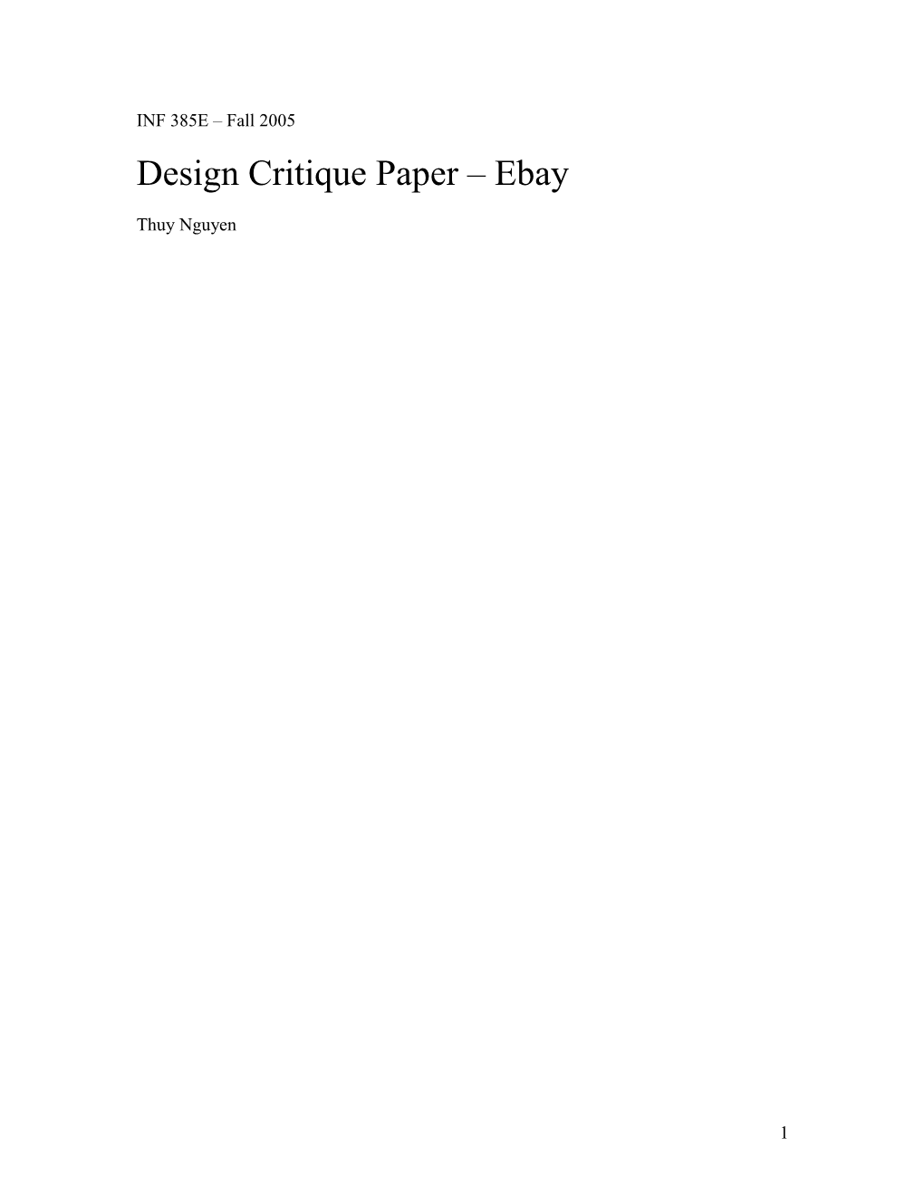 Design Critique Paper Ebay
