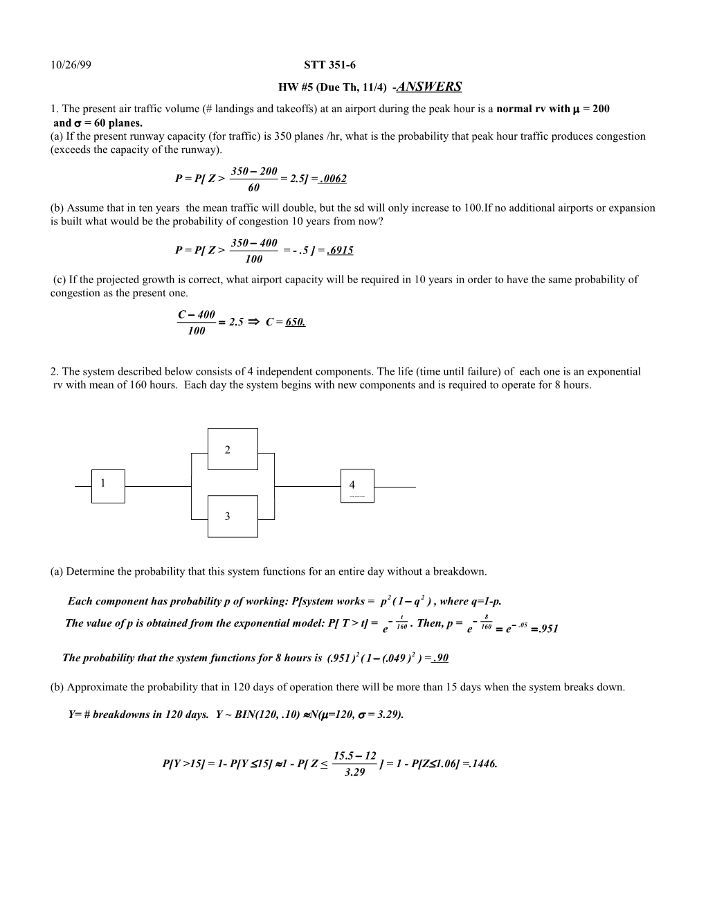 HW #5 (Due Th, 11/4) -ANSWERS