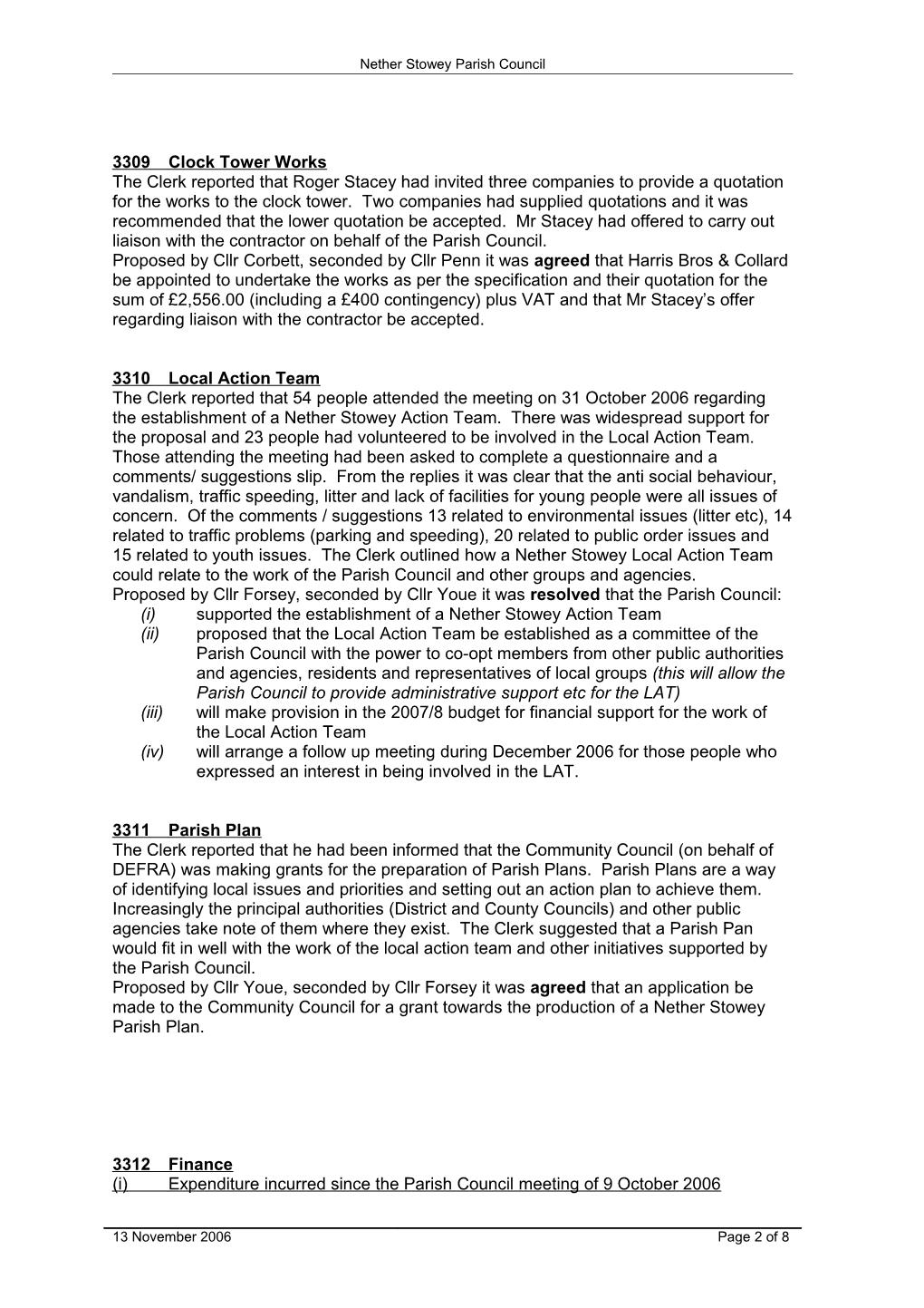 Minutes of Nether Stowey Parish Council Meeting s4