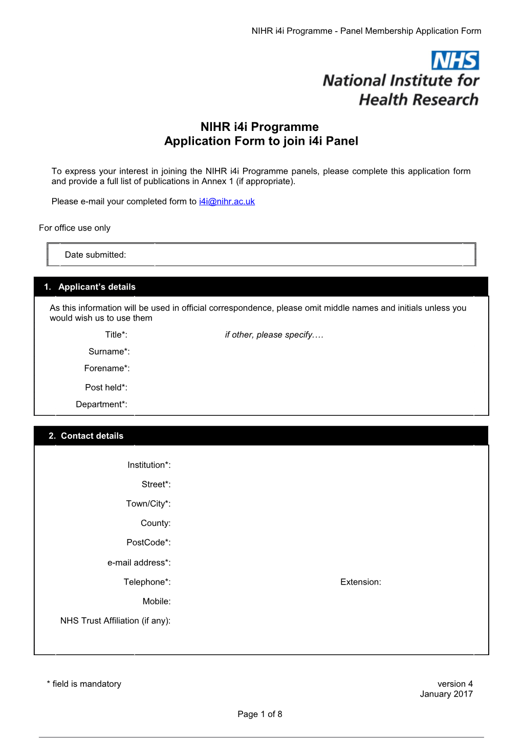 Faculty Application Form, 09/05/2007