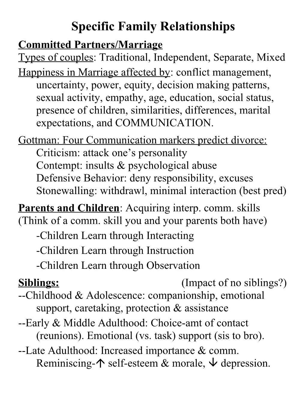 Specific Family Relationships