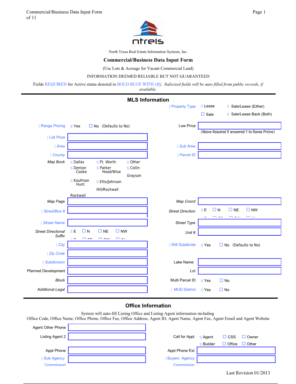 Commercial/Business Data Input Form Page 9 of 9
