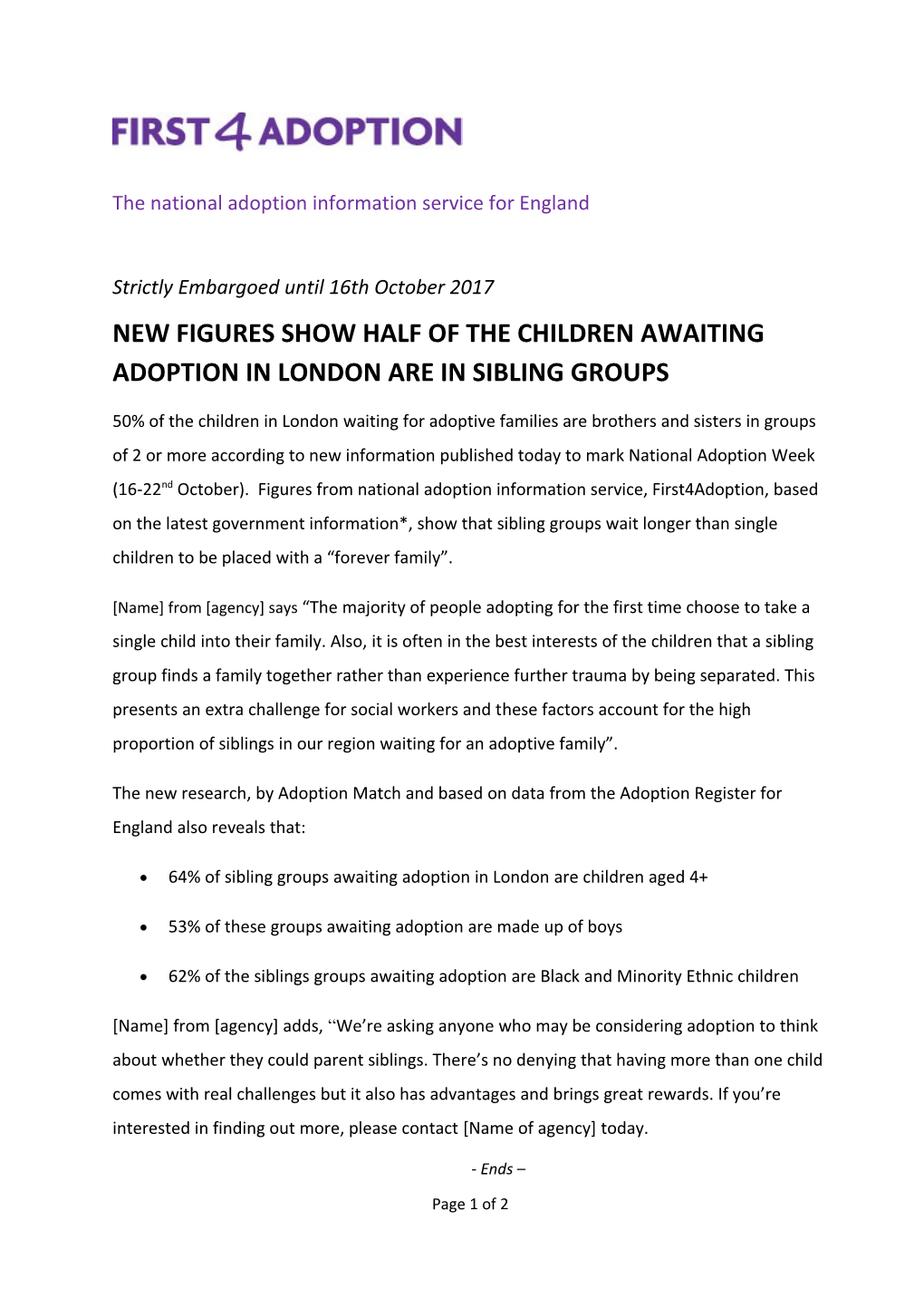 The National Adoption Information Service for England