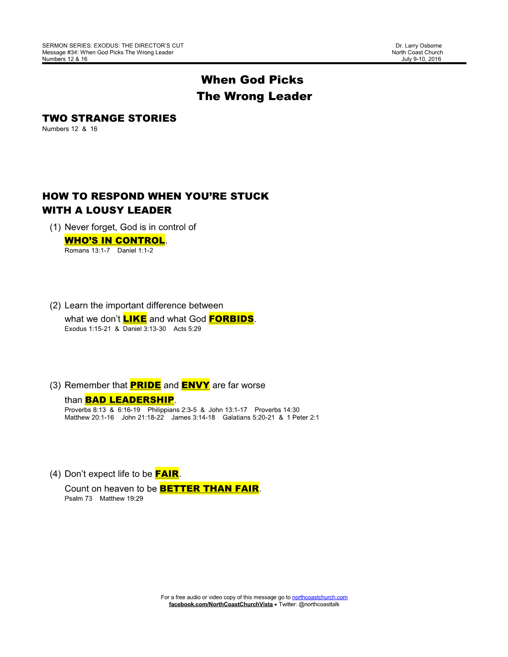 Sermon Series: Exodus: the Director S Cut s1