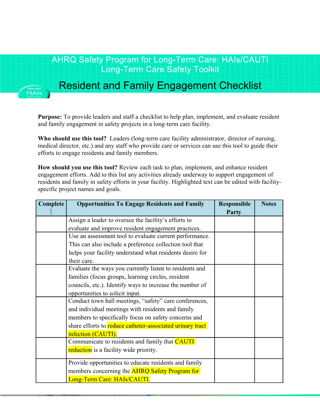 Long-Term Care Safety Toolkit