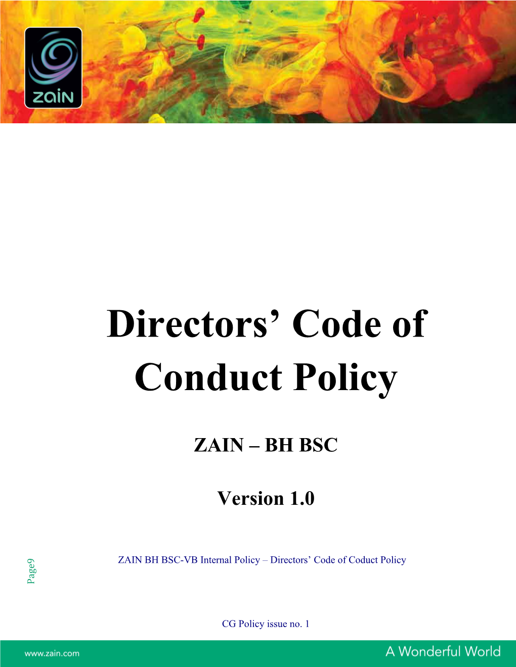 Directors Code of Conduct Policy