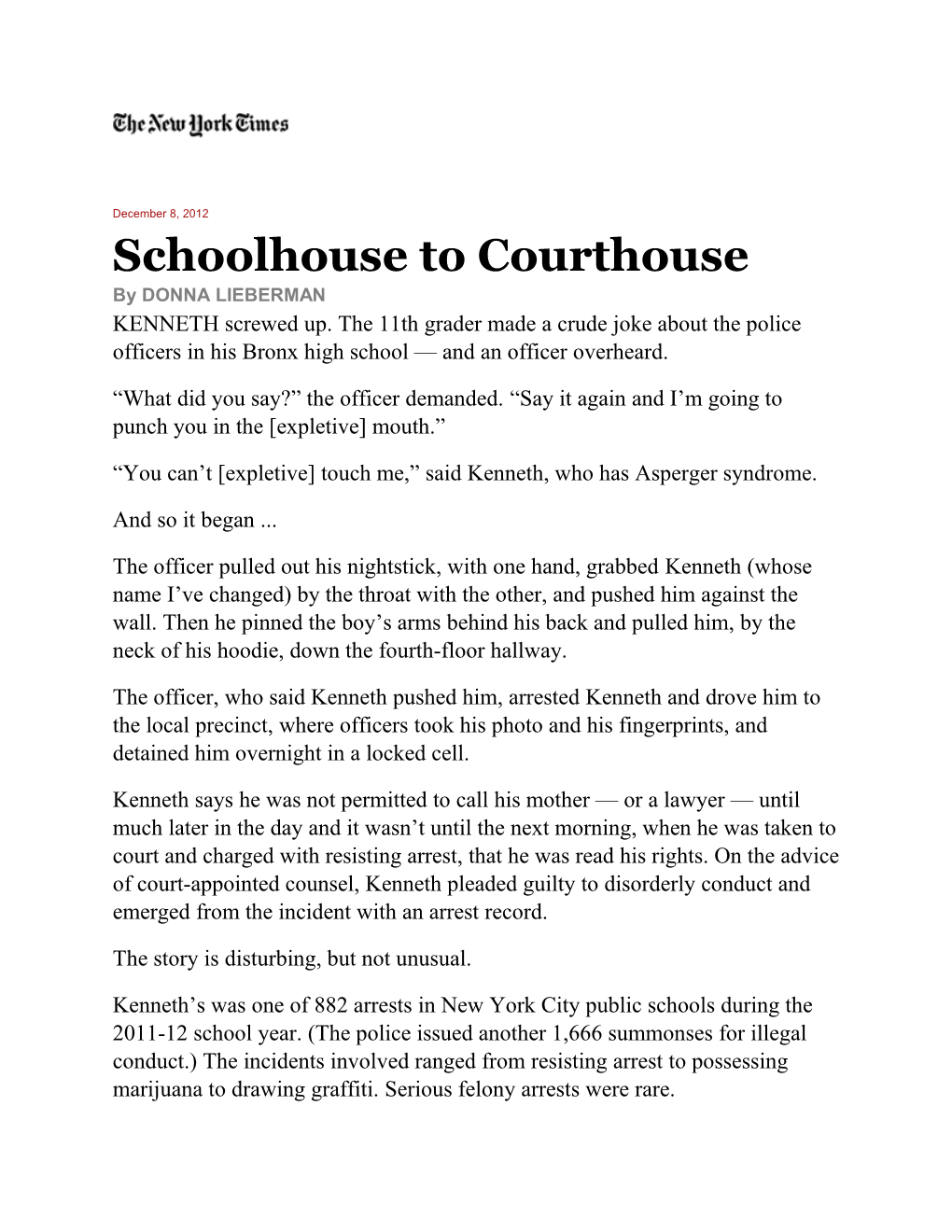 Schoolhouse to Courthouse