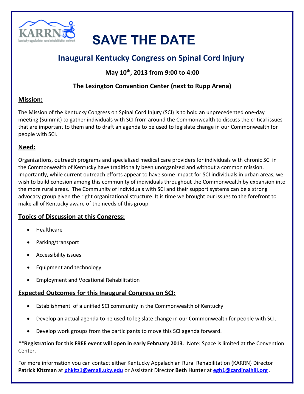 Inaugural Kentucky Congress on Spinal Cord Injury