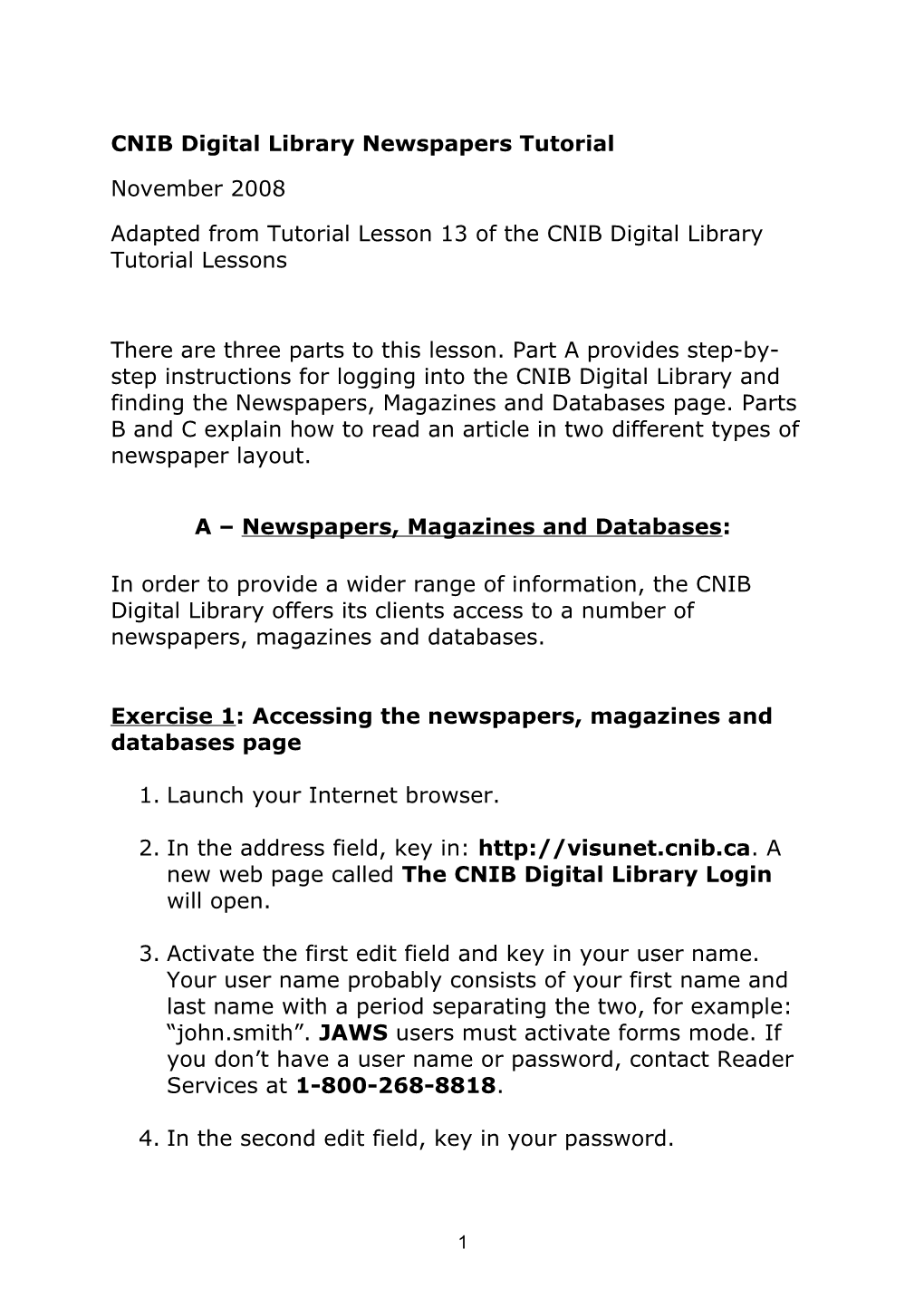CNIB Digital Library Newspapers Tutorial