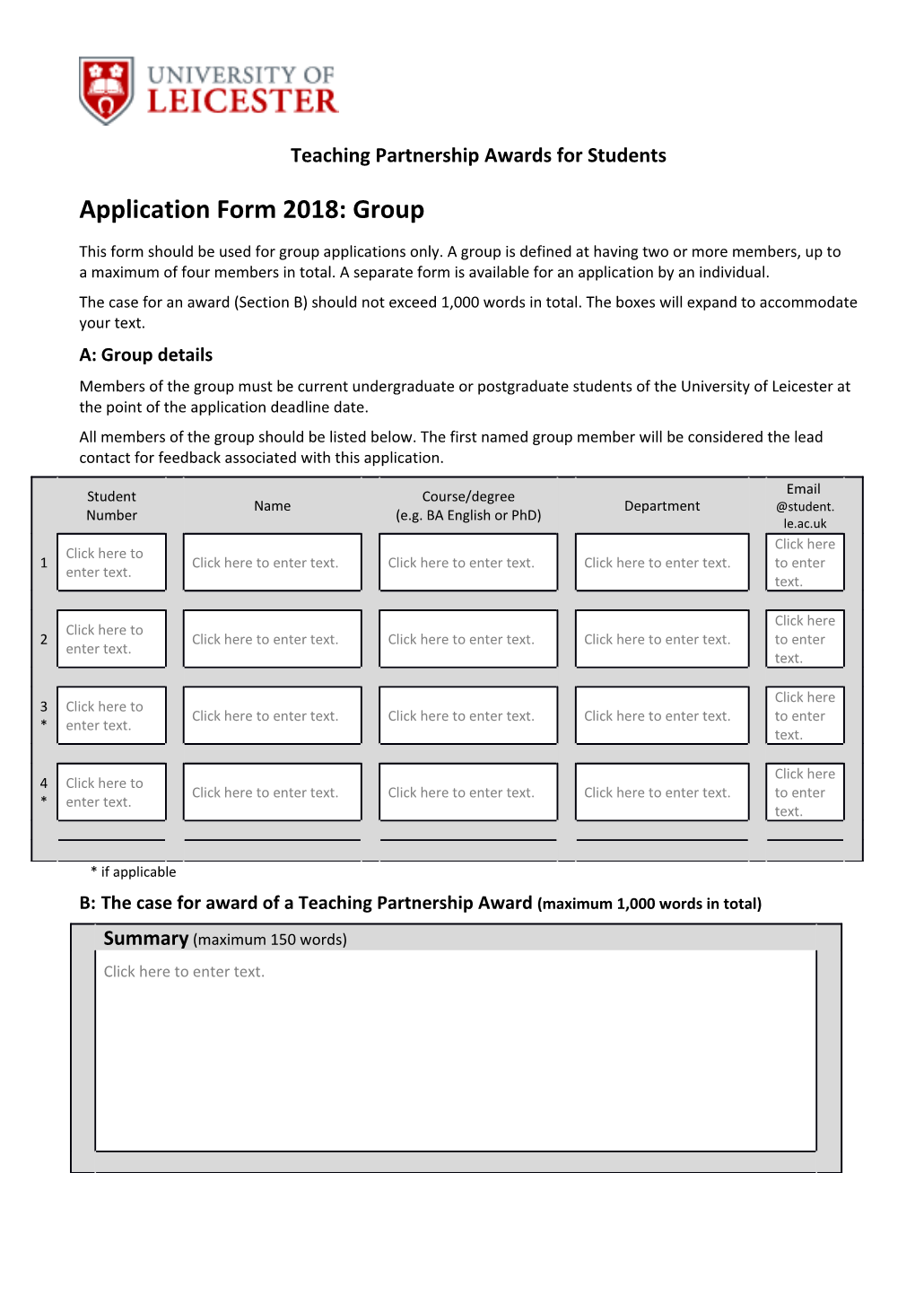 Application Form 2018: Group