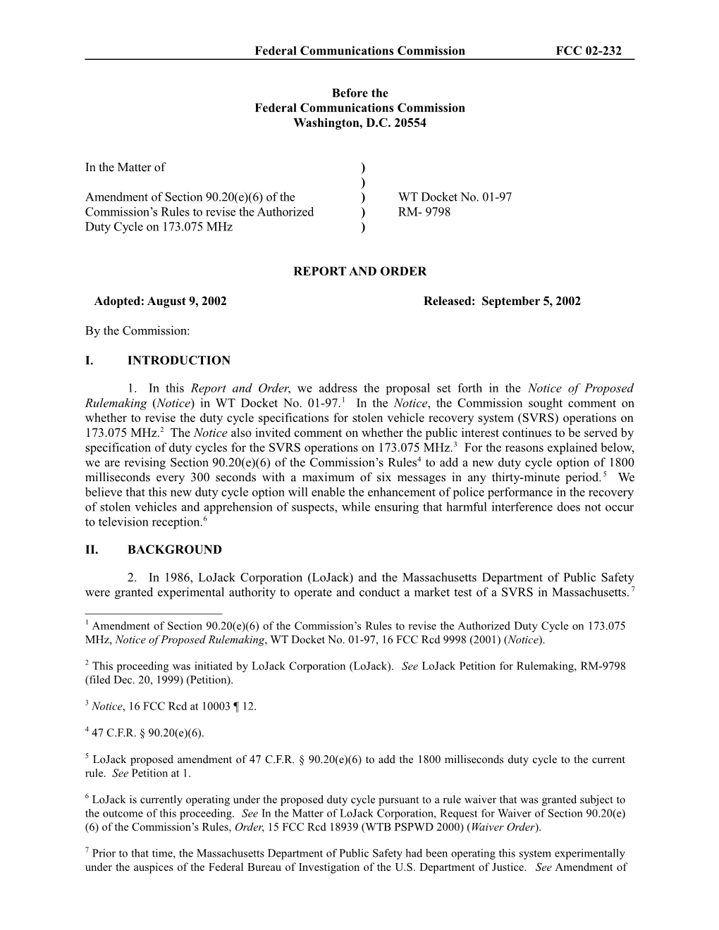 Federal Communications Commission FCC 02-232