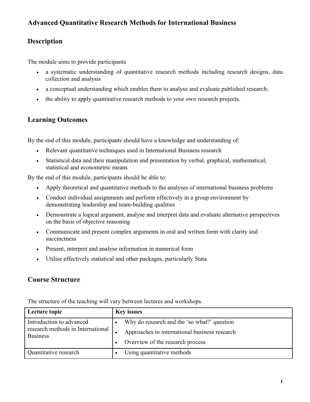 Advanced Quantitative Research Methods for International Business