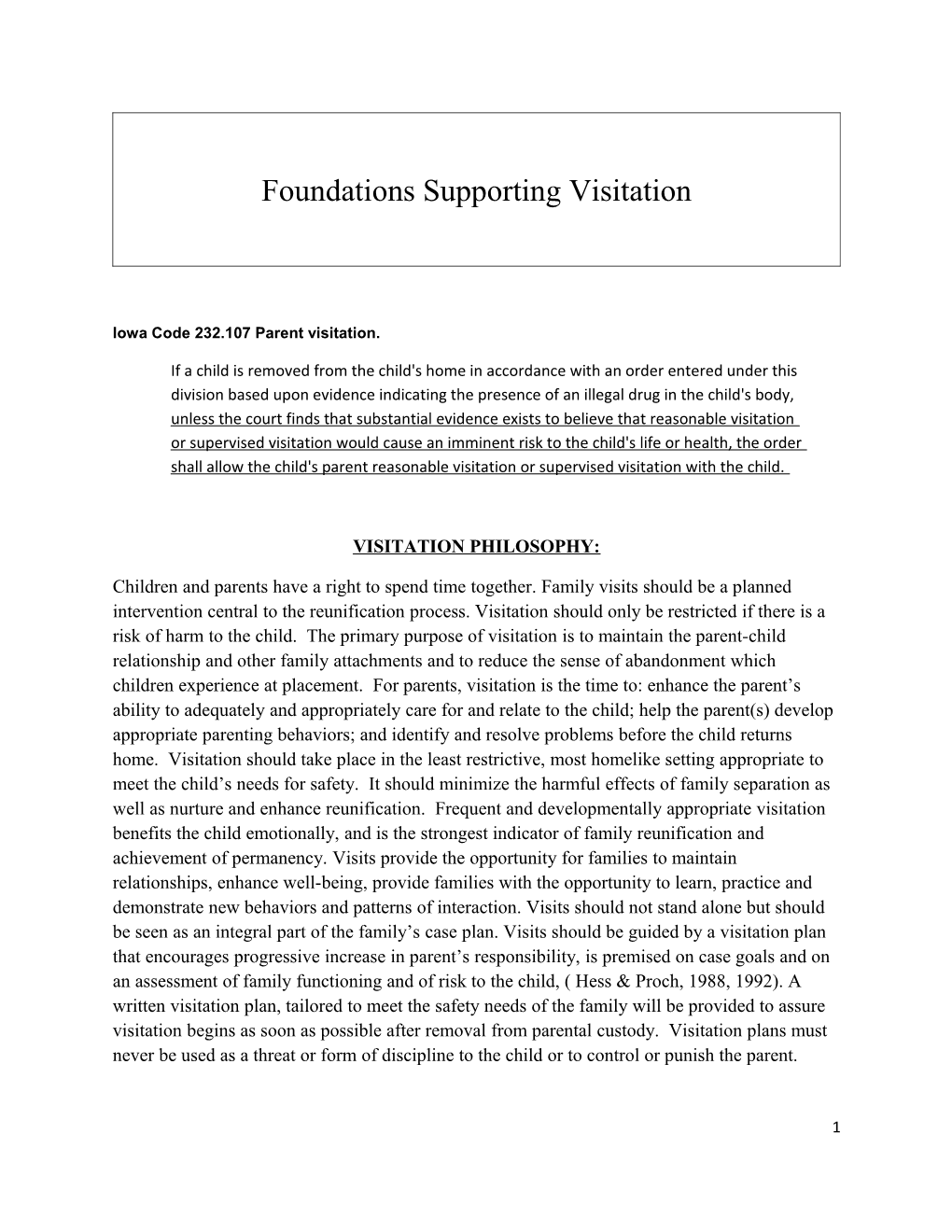 Foundations Supporting Visitation
