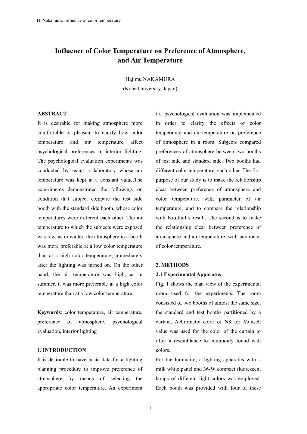 Influence of Color Temperature on Preference of Atmosphere