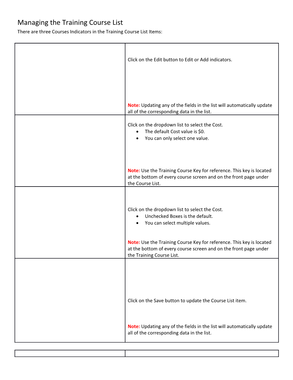 Managing Course List