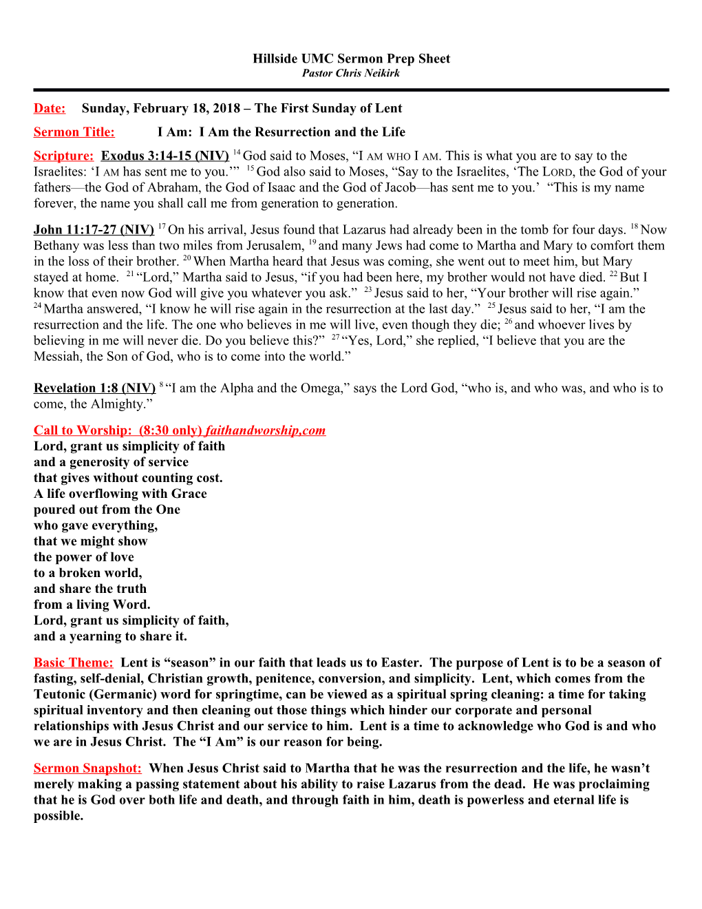 Hillside UMC Sermon Prep Sheet