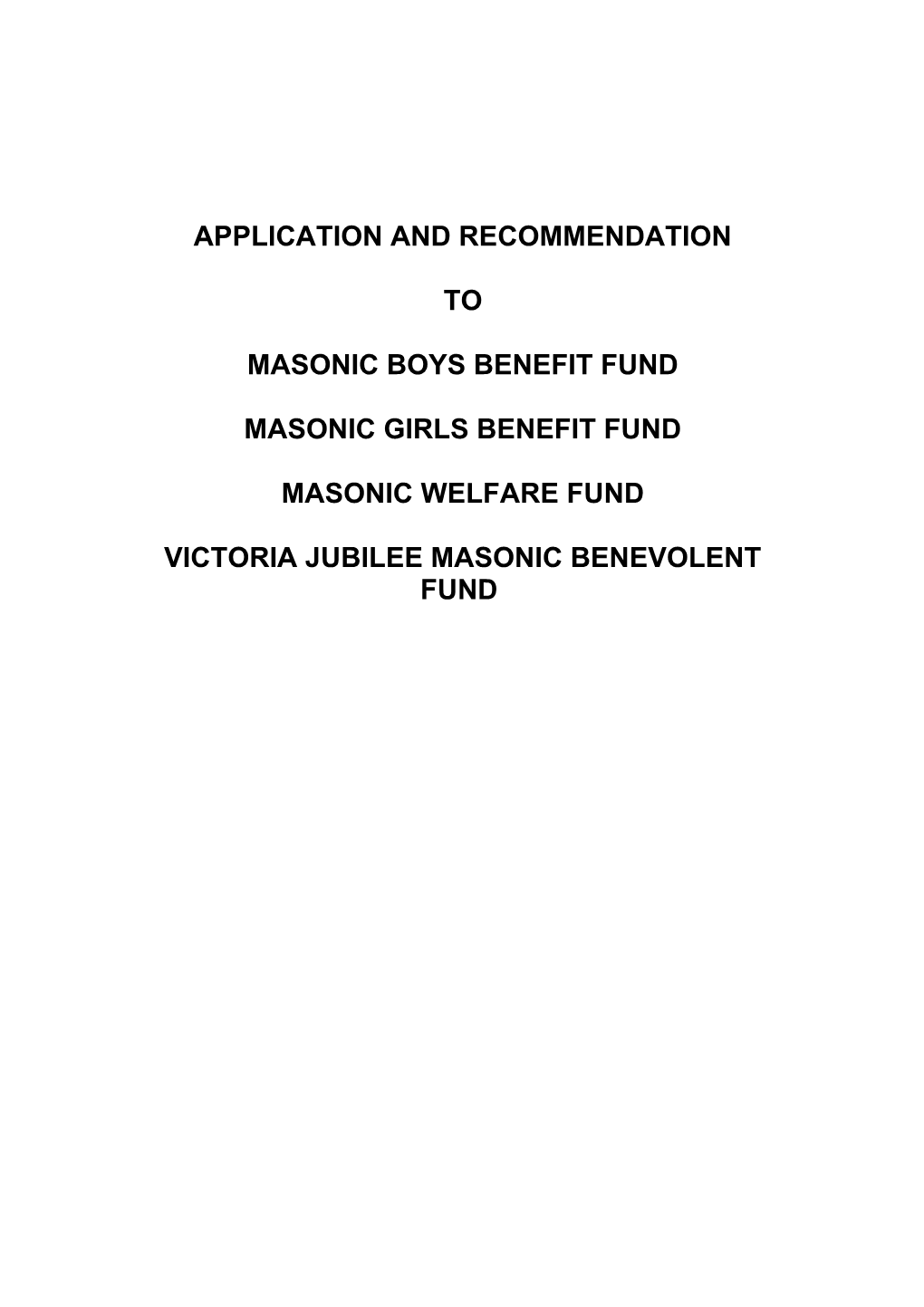 Masonic Boys Benefit Fund