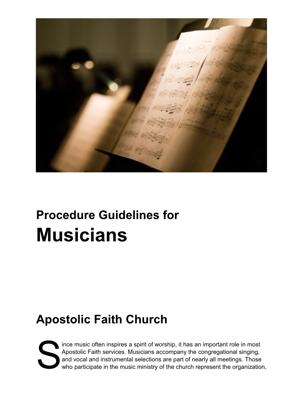 Procedure Guidelines for Musicians
