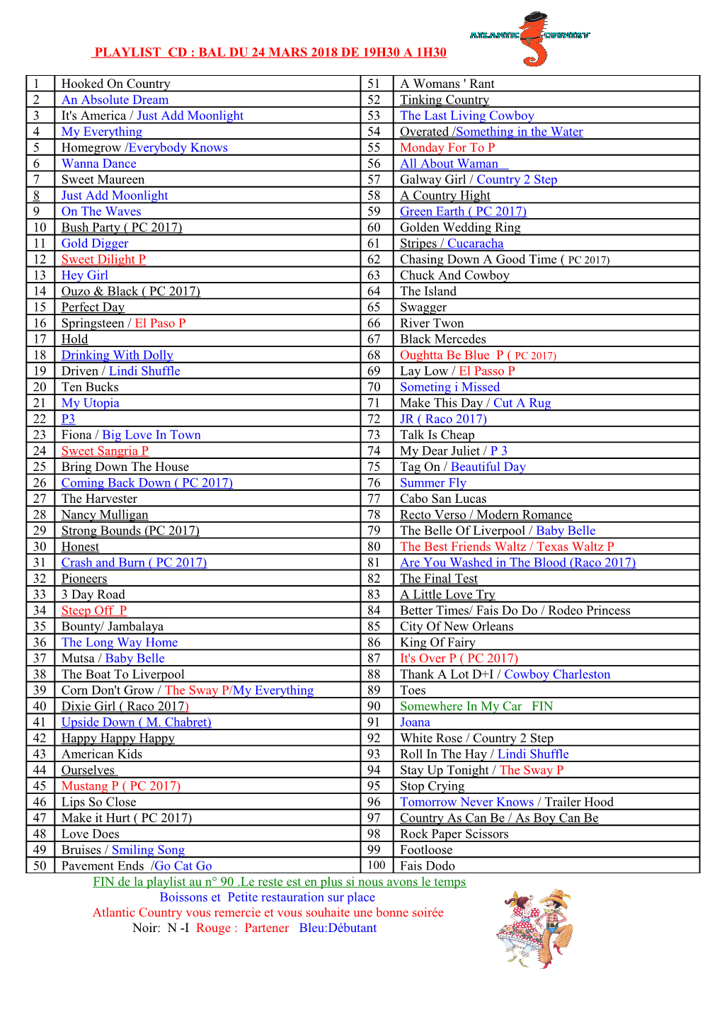 Playlist Cd : Bal Du 18 Mars 2017