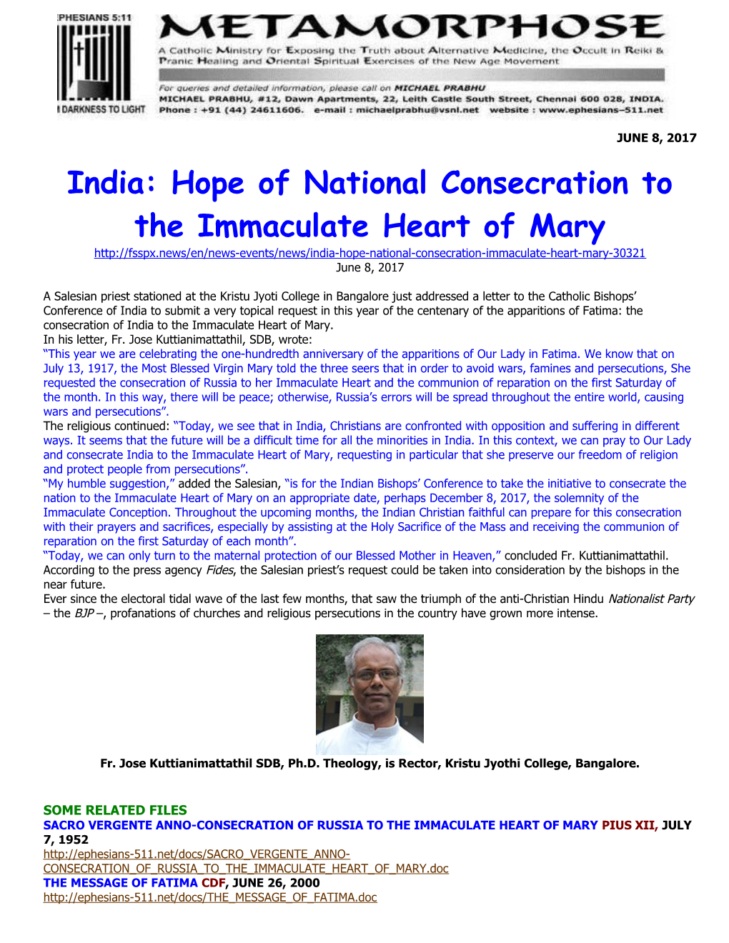 India: Hope of National Consecration to the Immaculate Heart of Mary
