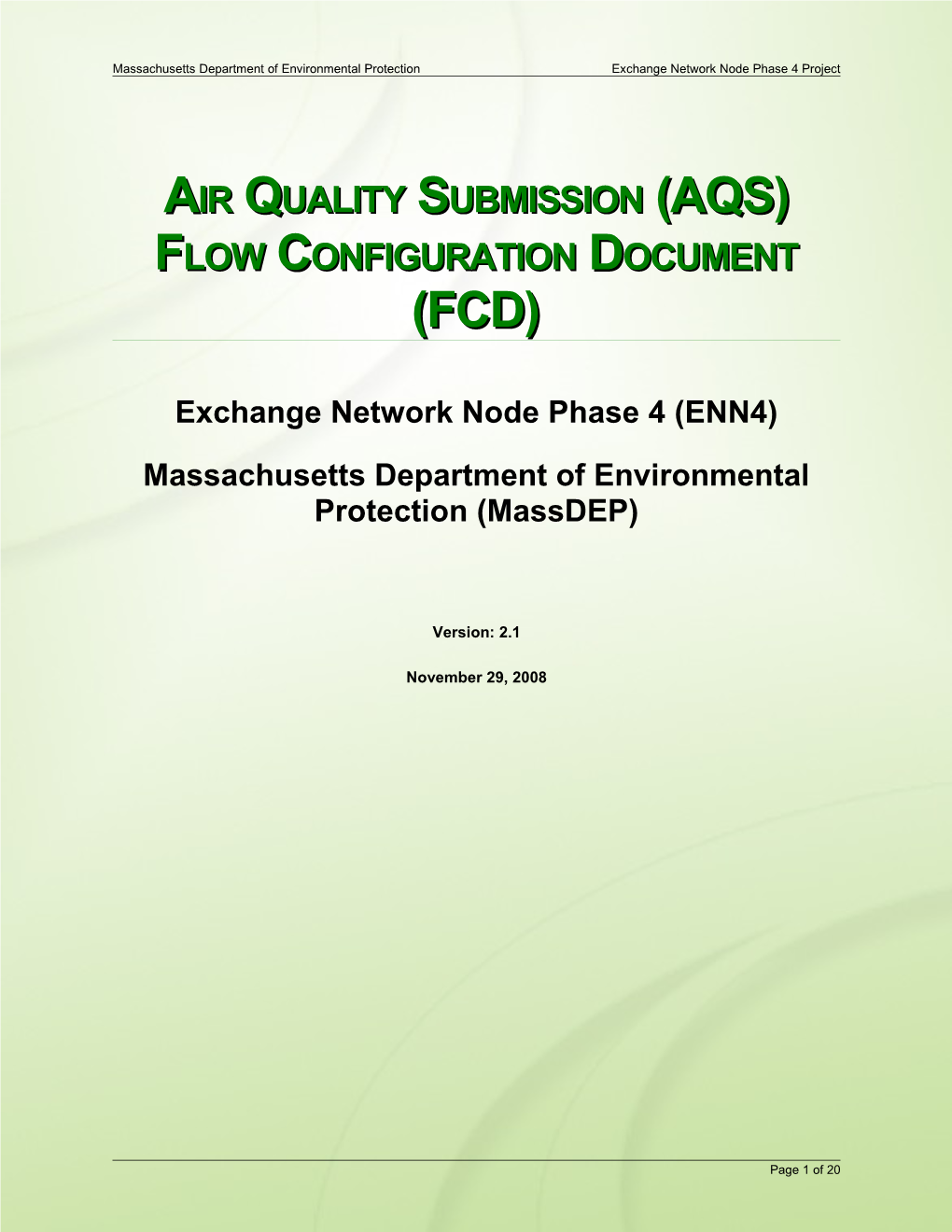 Air Quality Submission (AQS) Flow Configuration Document (FCD)