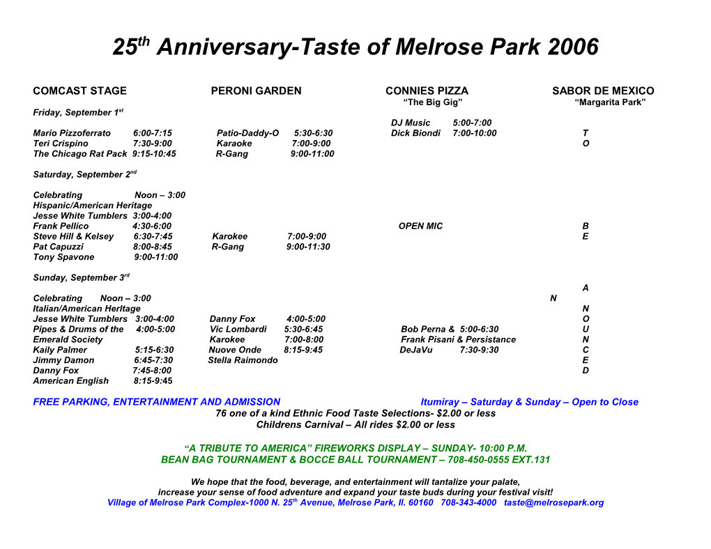 25Th Anniversary-Taste of Melrose Park 2006