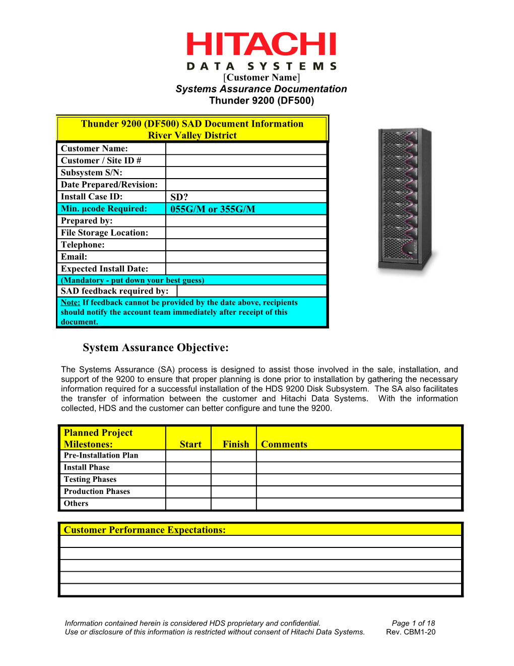 SSD Thunder 9200 - Systems Assurance Document