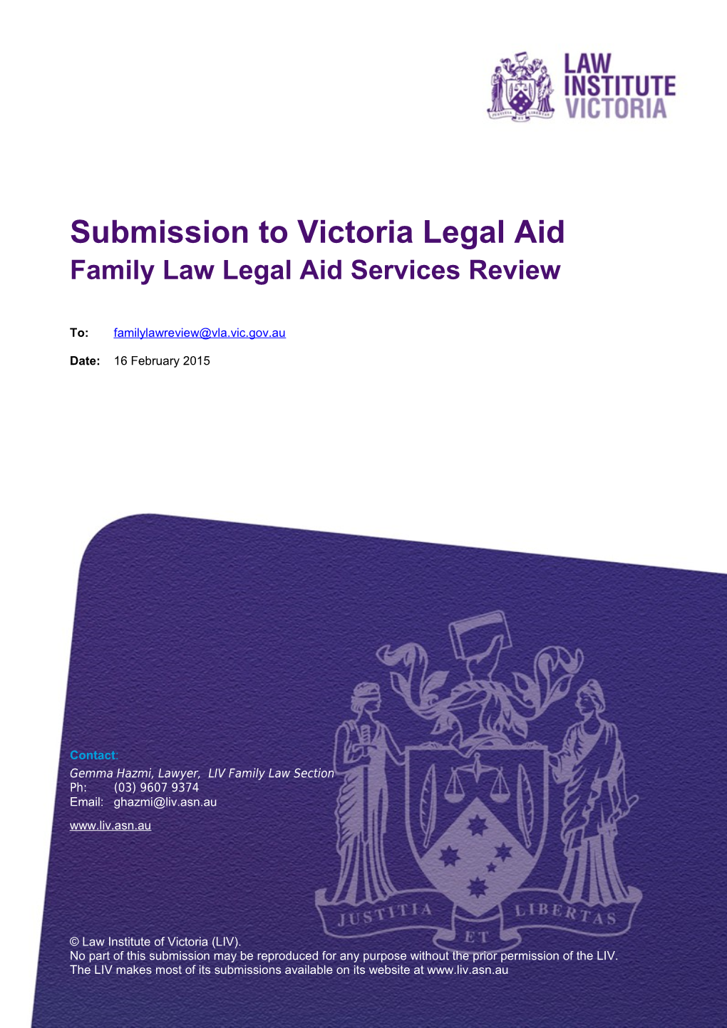 Submission to Victoria Legal Aid Family Law Legal Aid Services Review